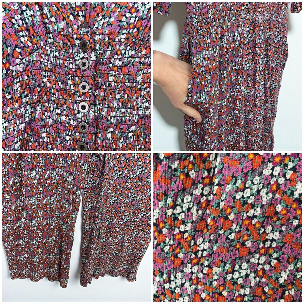 AQUA Floral Ruffle Sleeve Smocked Wide-Leg Jumpsuit - Picture 14 of 14